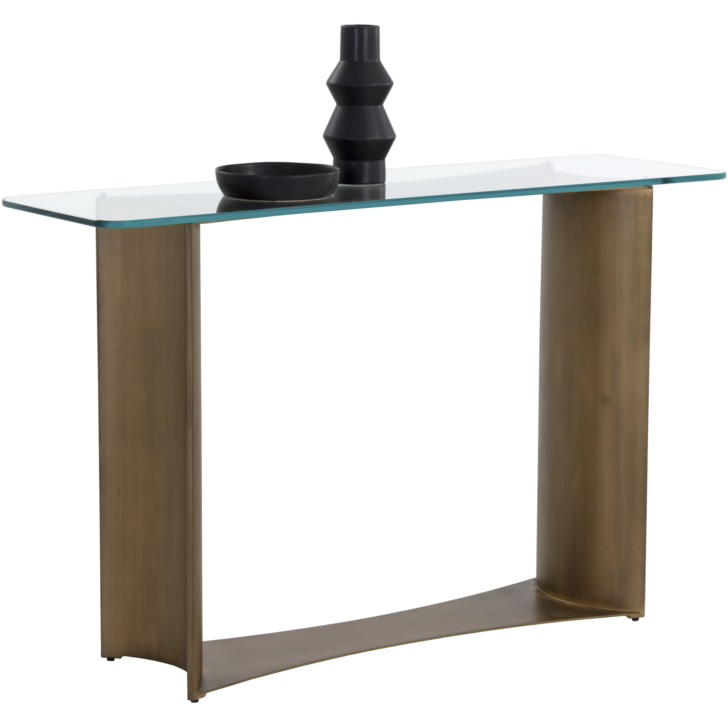 Denver 51 X 15 inch Clear / Antique Brass Console Table